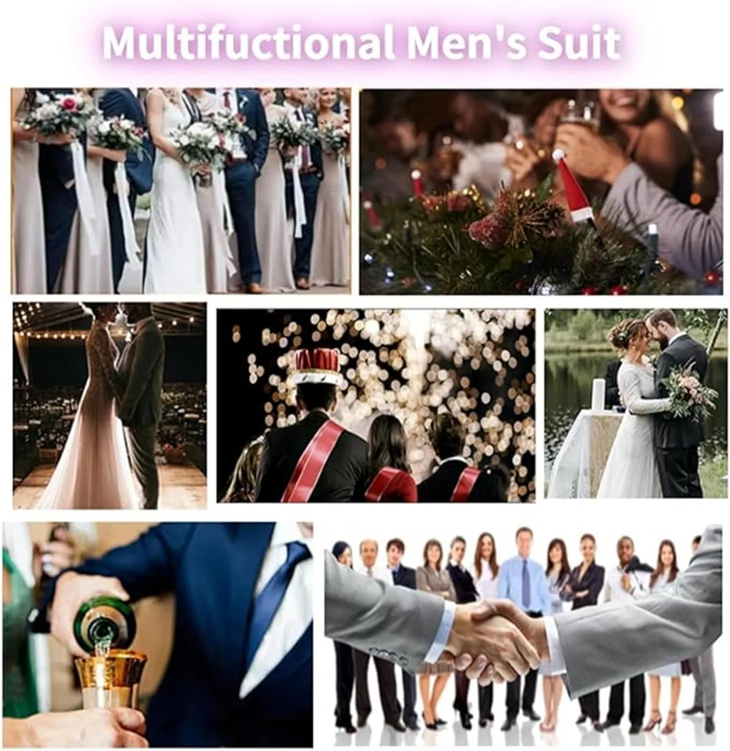 Double Breasted Suit Men 3 Piece Men's Suits Slim Fit Peak Lapel Suit One Button Blazer Vest Pants Prom Tuxedo for Wedding