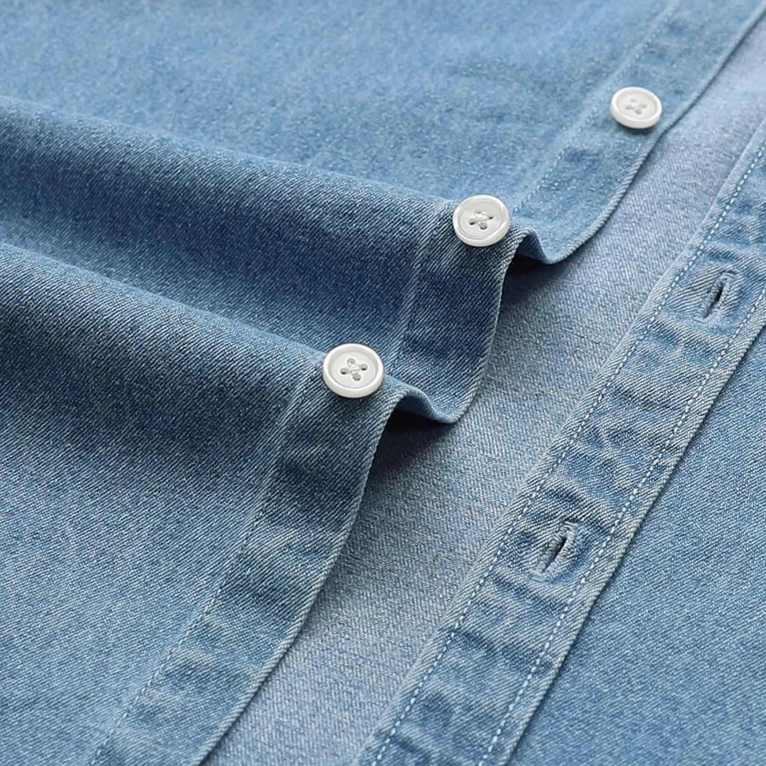 Dubinik?Mens Short Sleeve Button Down Shirts Denim Short Sleeve Shirt Men Two Pocket Western Soft Work Casual Denim Shirt