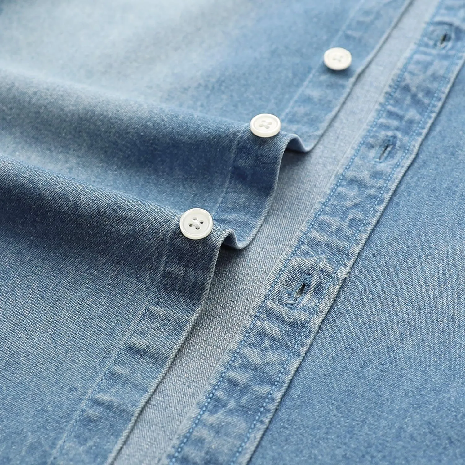 Dubinik?Mens Short Sleeve Button Down Shirts Denim Short Sleeve Shirt Men Two Pocket Western Soft Work Casual Denim Shirt