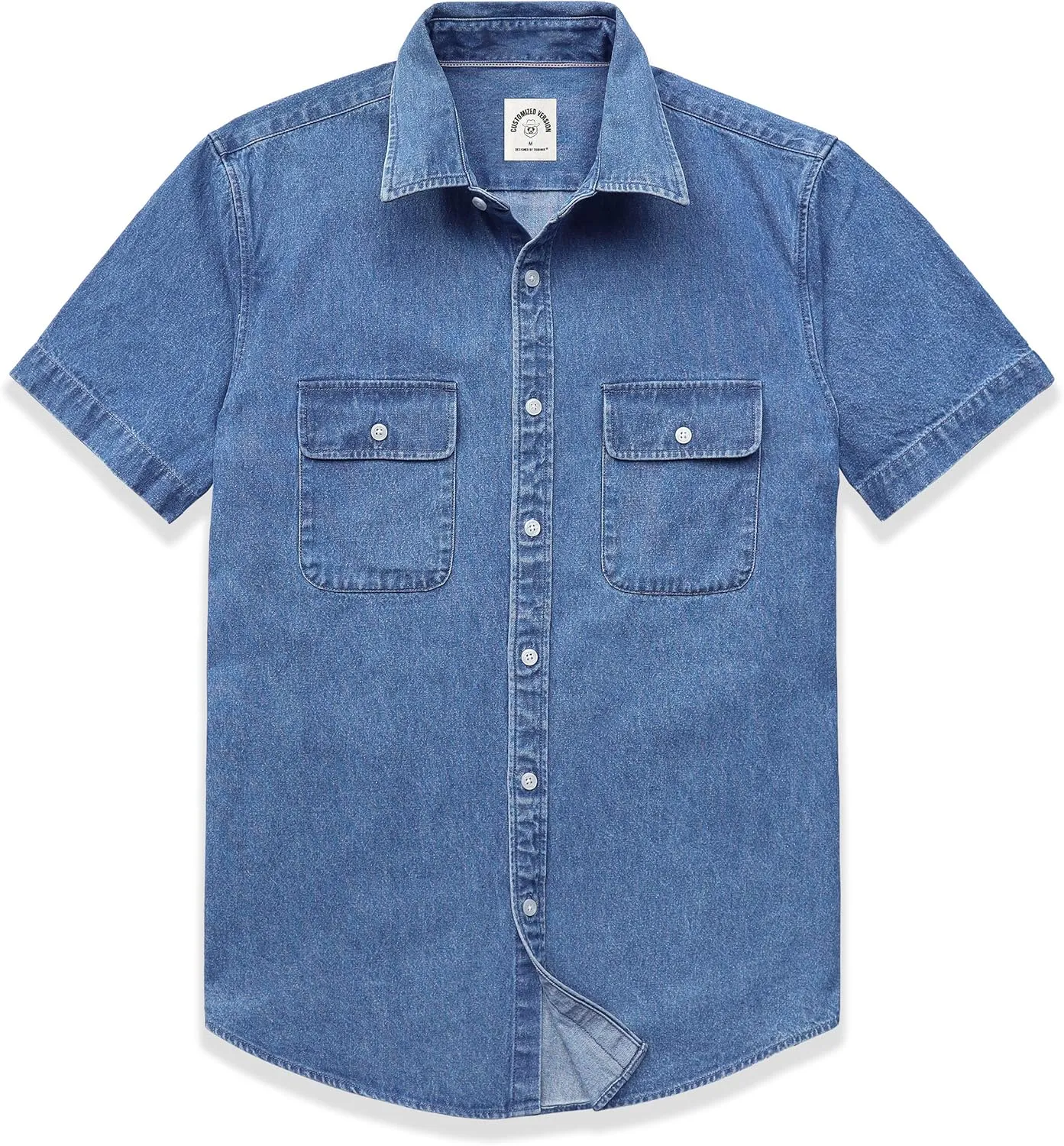 Dubinik?Mens Short Sleeve Button Down Shirts Denim Short Sleeve Shirt Men Two Pocket Western Soft Work Casual Denim Shirt