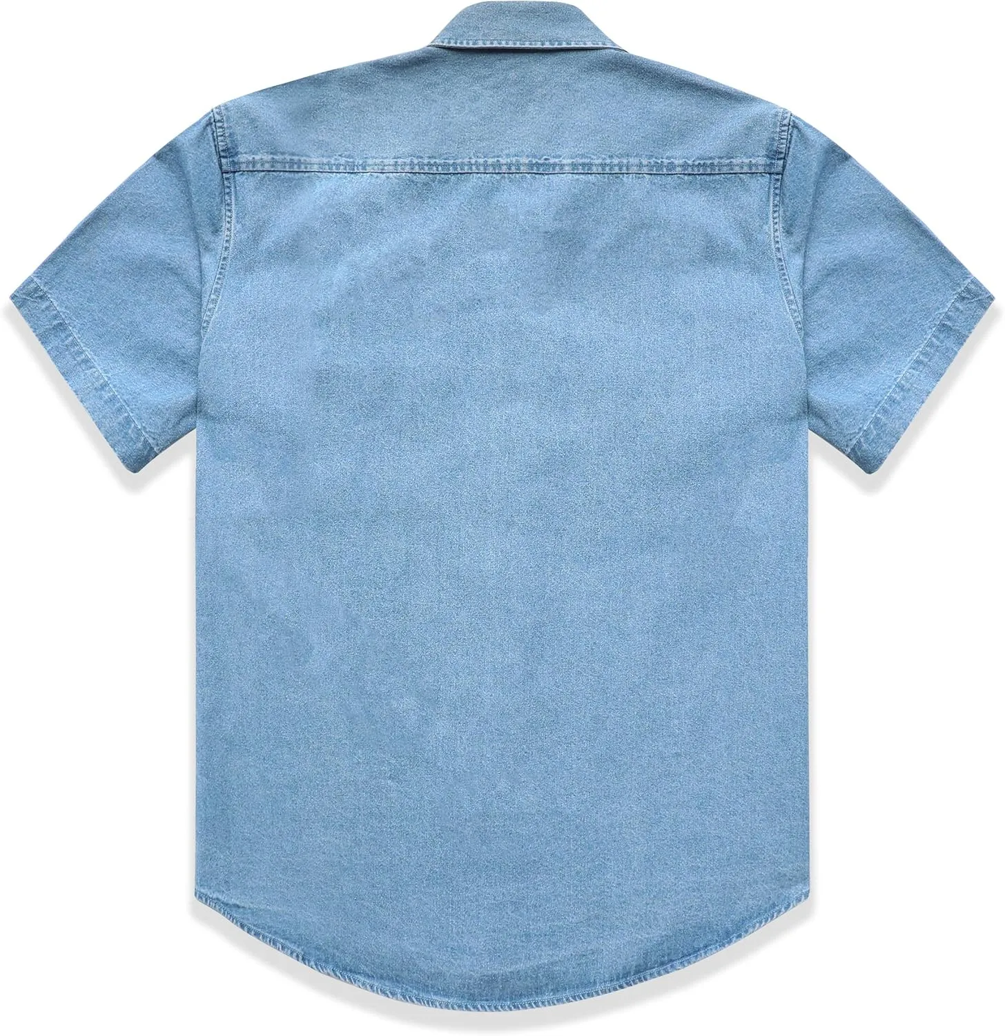 Dubinik?Mens Short Sleeve Button Down Shirts Denim Short Sleeve Shirt Men Two Pocket Western Soft Work Casual Denim Shirt