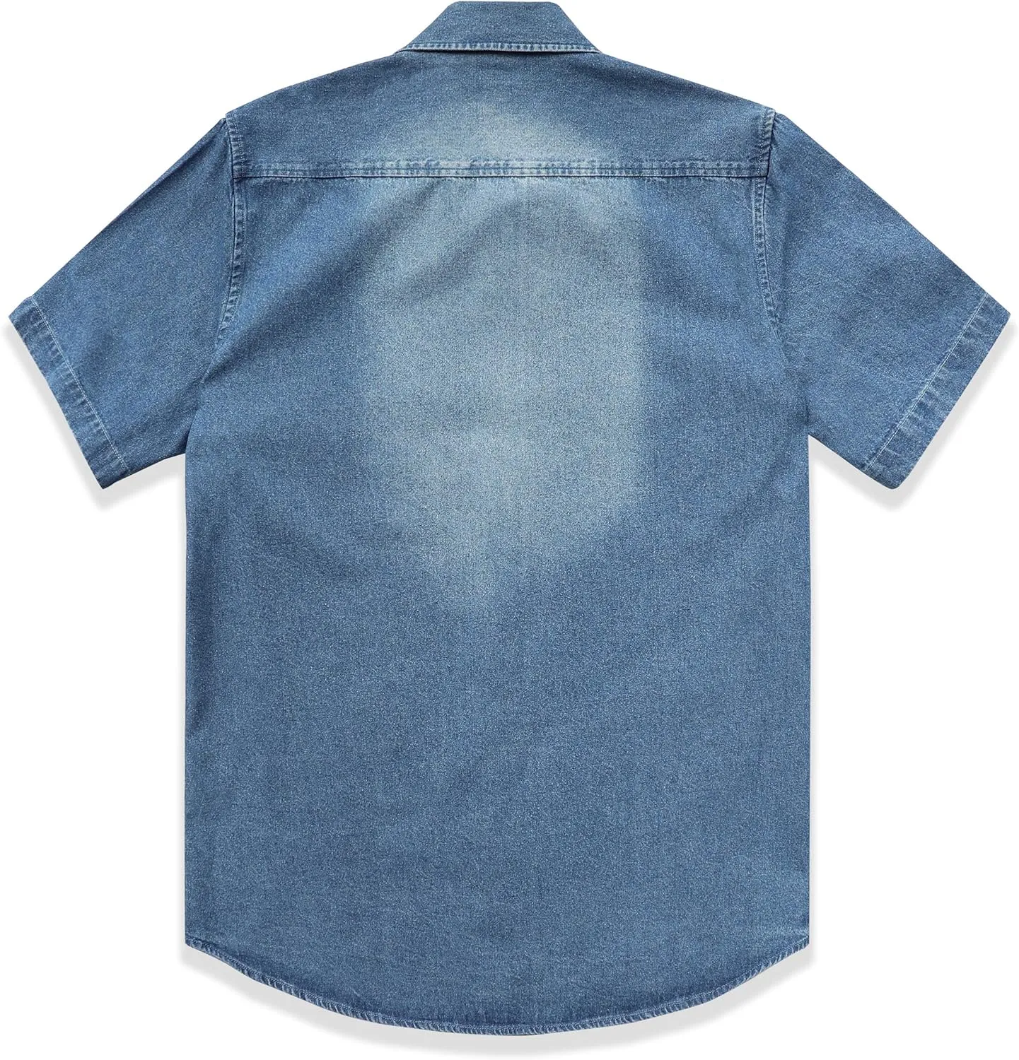 Dubinik?Mens Short Sleeve Button Down Shirts Denim Short Sleeve Shirt Men Two Pocket Western Soft Work Casual Denim Shirt