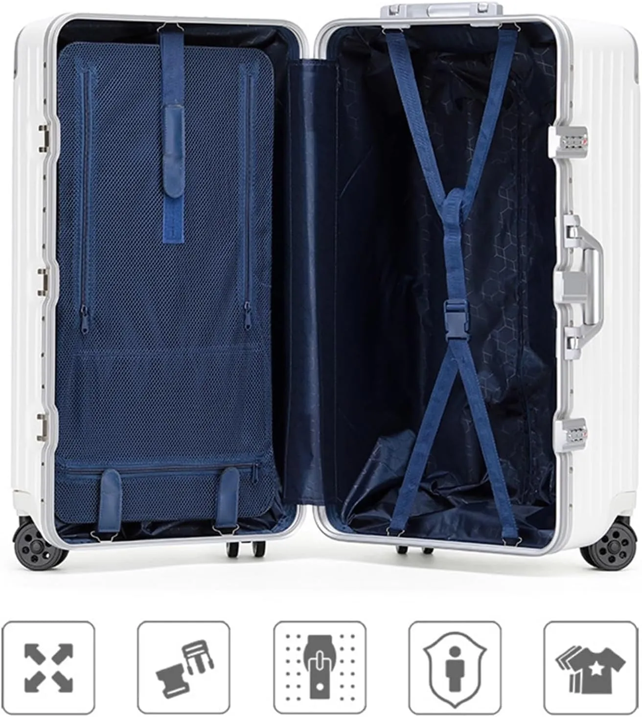 Durable Hard Shell Travel Suitcase with Aluminum Frame | Wide Handle & Spinner Wheels for Easy Mobility(Black Gold,24inch)