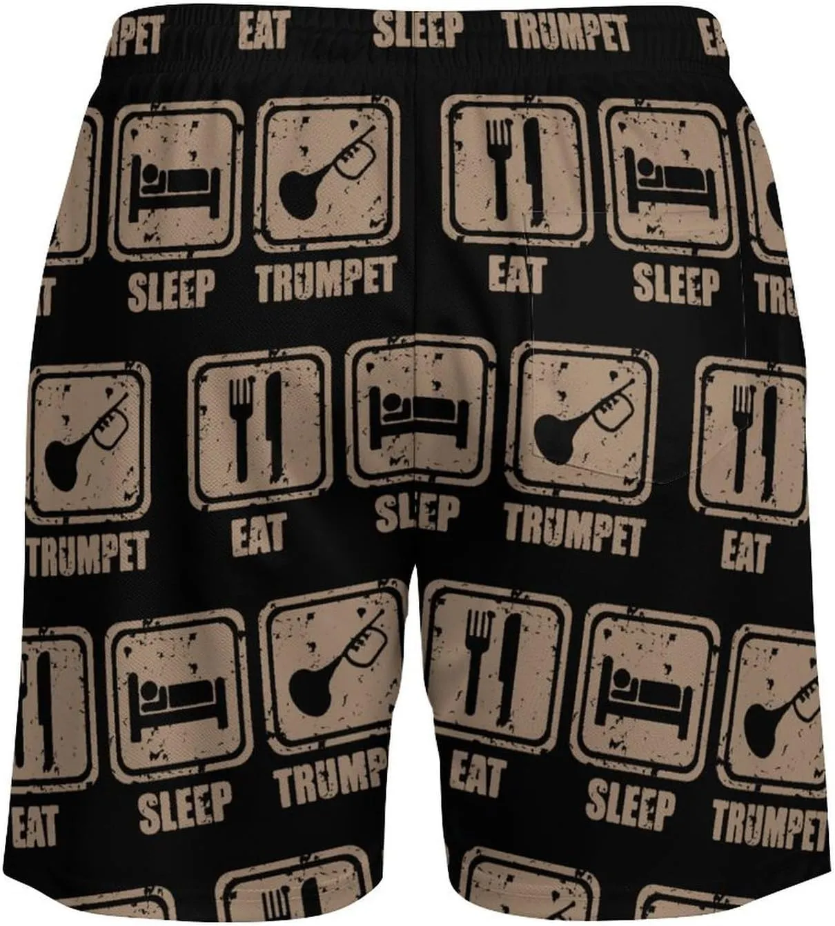 Eat Sleep Play Trumpet Quick Dry Mens Swim Trunks Swimming Beach Board Shorts with Pockets Workout Gym