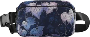 Elegant Leaves Fanny Pack Water Resistant, Women Men Waist Pack Sling Bag Purse for Travel Hiking