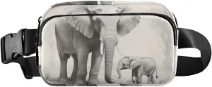 Elephant Family Fanny Pack Water Resistant, Women Men Waist Pack Sling Bag Purse for Travel Hiking