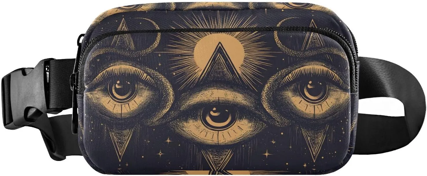 Evil Eyes Fanny Pack Water Resistant, Women Men Waist Pack Sling Bag Purse for Travel Hiking