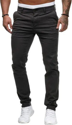 evzosrz Mens Casual Chinos Dress Pants Slim Fit Straight Flat-Front Golf Pant Travel Slacks Joggers Solid Trousers Sweatpant