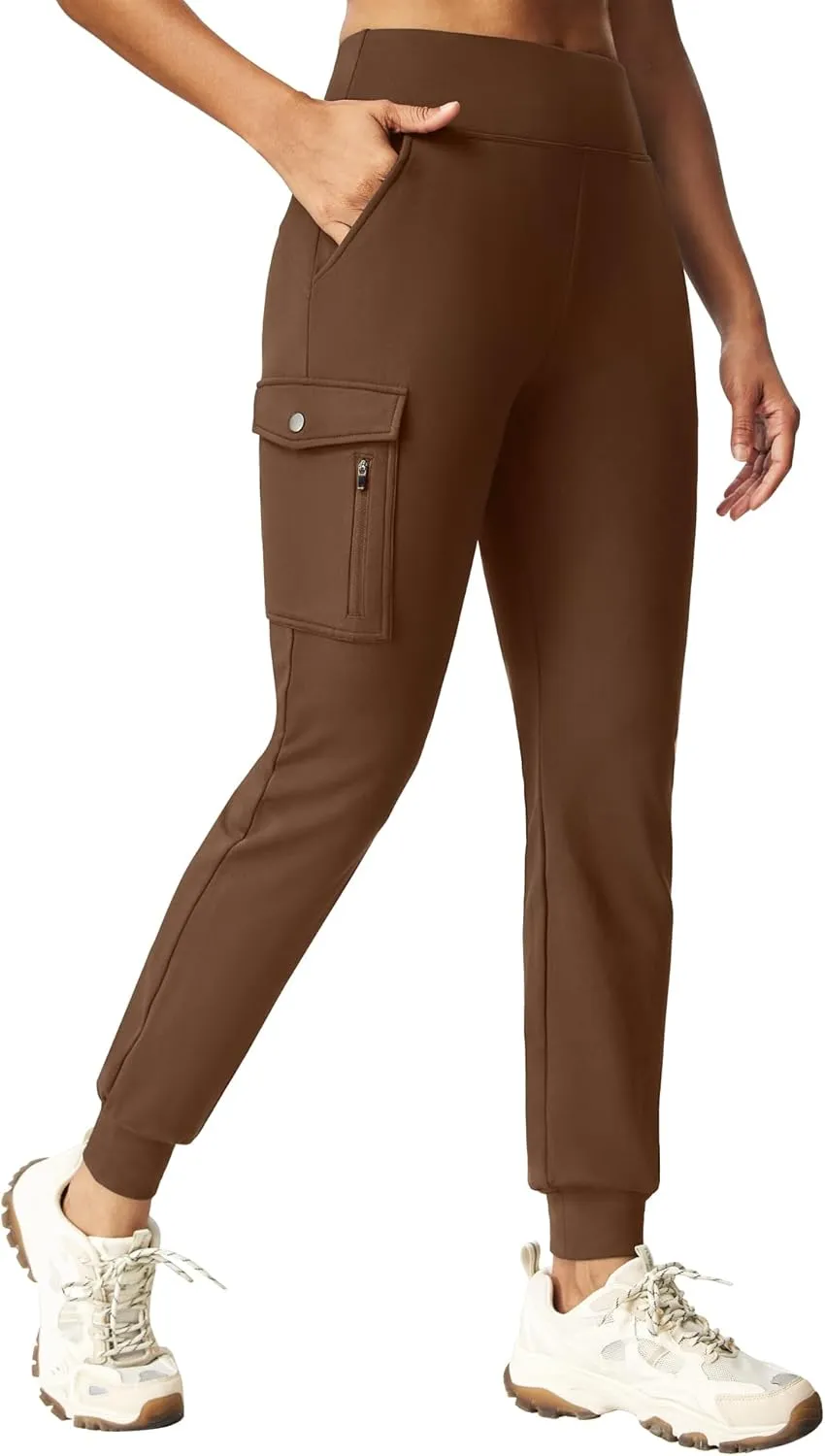 Ewedoos Fleece Lined Joggers Women Water Resistant Thermal Sweatpants High Waisted Hiking Cargo Pants with Pockets