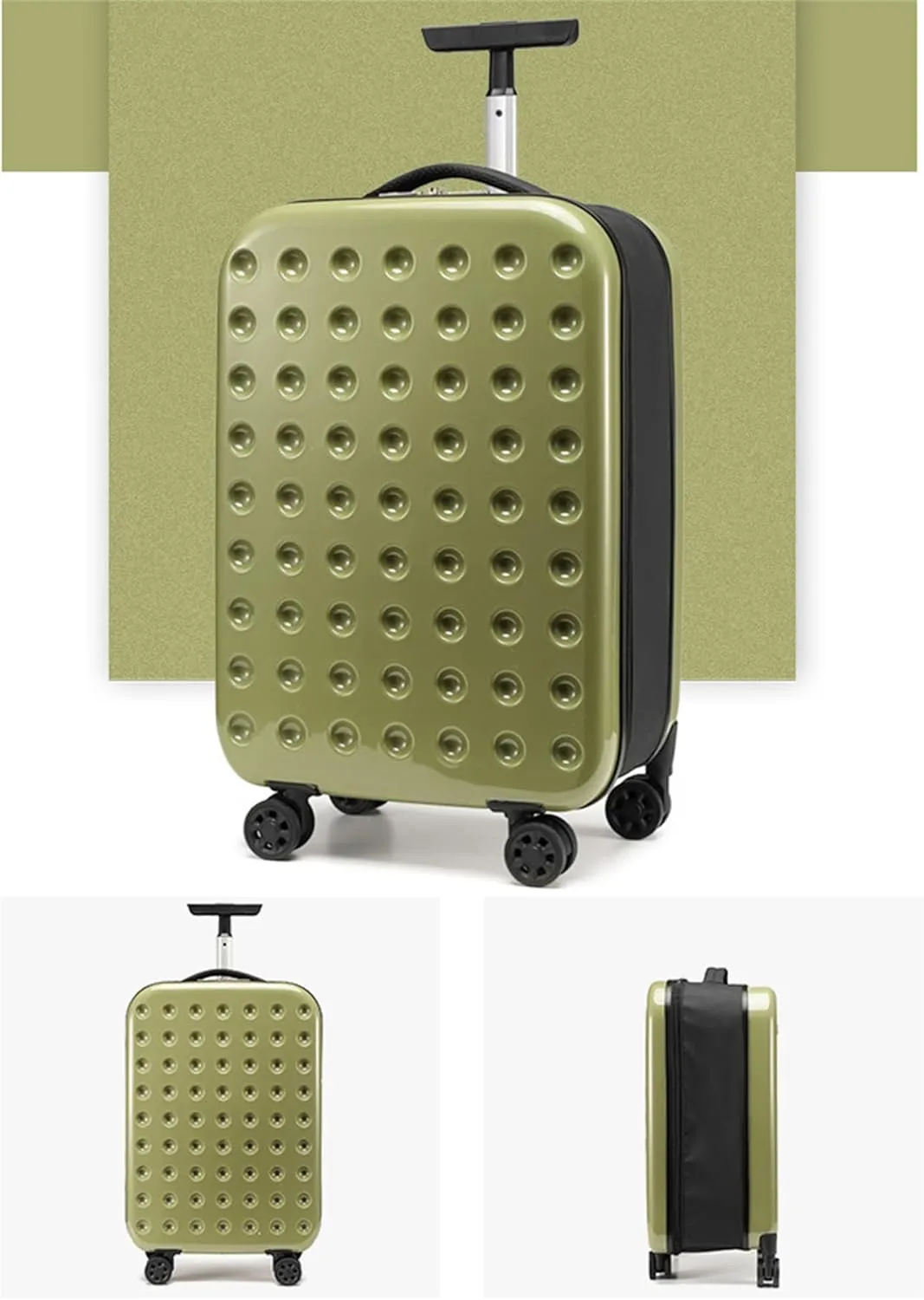 Expandable Carry on Luggage 22x14x9 Airline Approved with Lock, Foldable Carry on Luggage with Pulley, Hard Case Suitcases (Green,20inch)