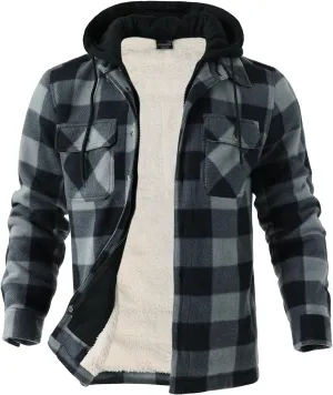 Facitisu Men's Winter Zip Up Hoodie Sherpa Fleece Sweatshirt Warm Thick heavyweight Coats