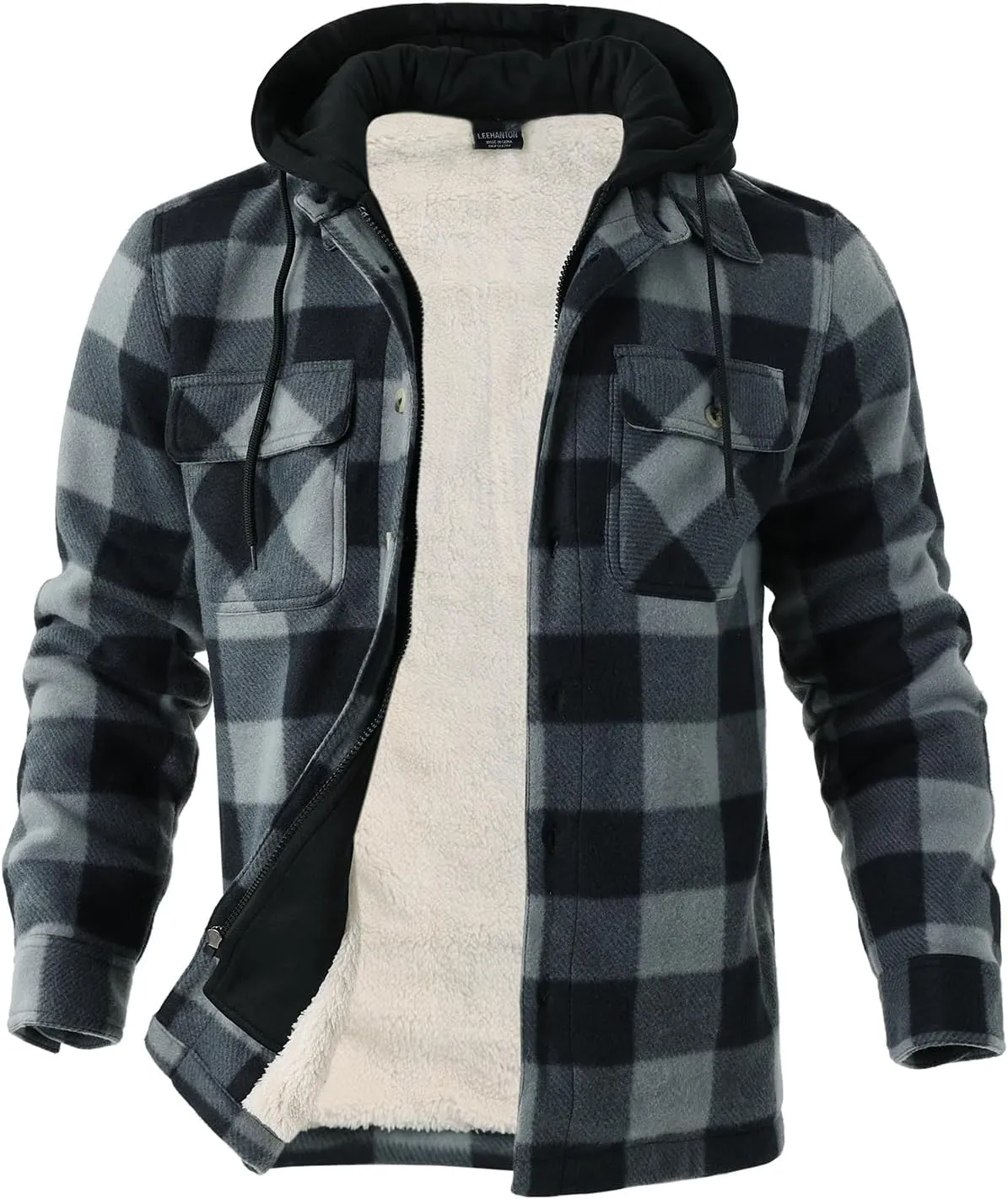 Facitisu Men's Winter Zip Up Hoodie Sherpa Fleece Sweatshirt Warm Thick heavyweight Coats