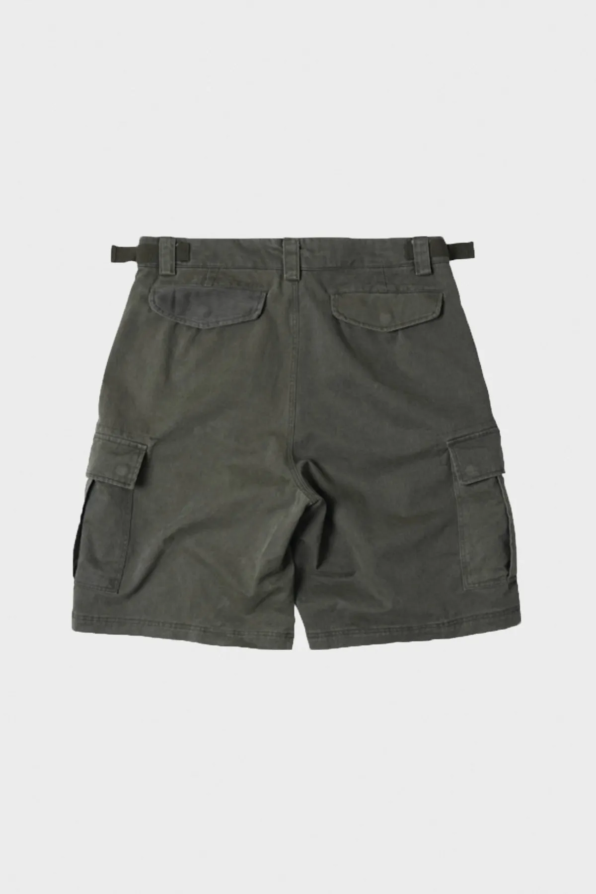 Faded Cotton Cargo Shorts - Olive