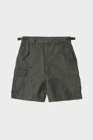 Faded Cotton Cargo Shorts - Olive