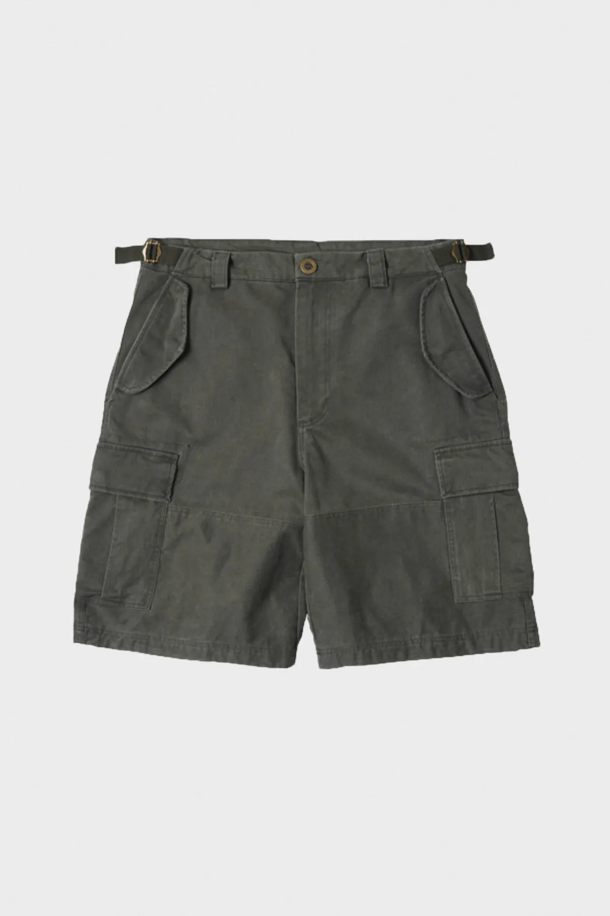 Faded Cotton Cargo Shorts - Olive