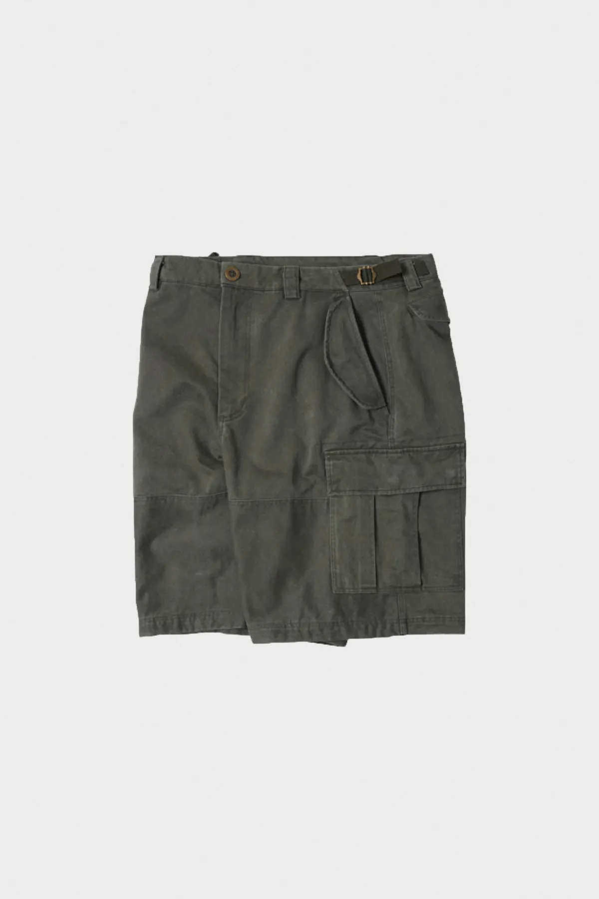 Faded Cotton Cargo Shorts - Olive
