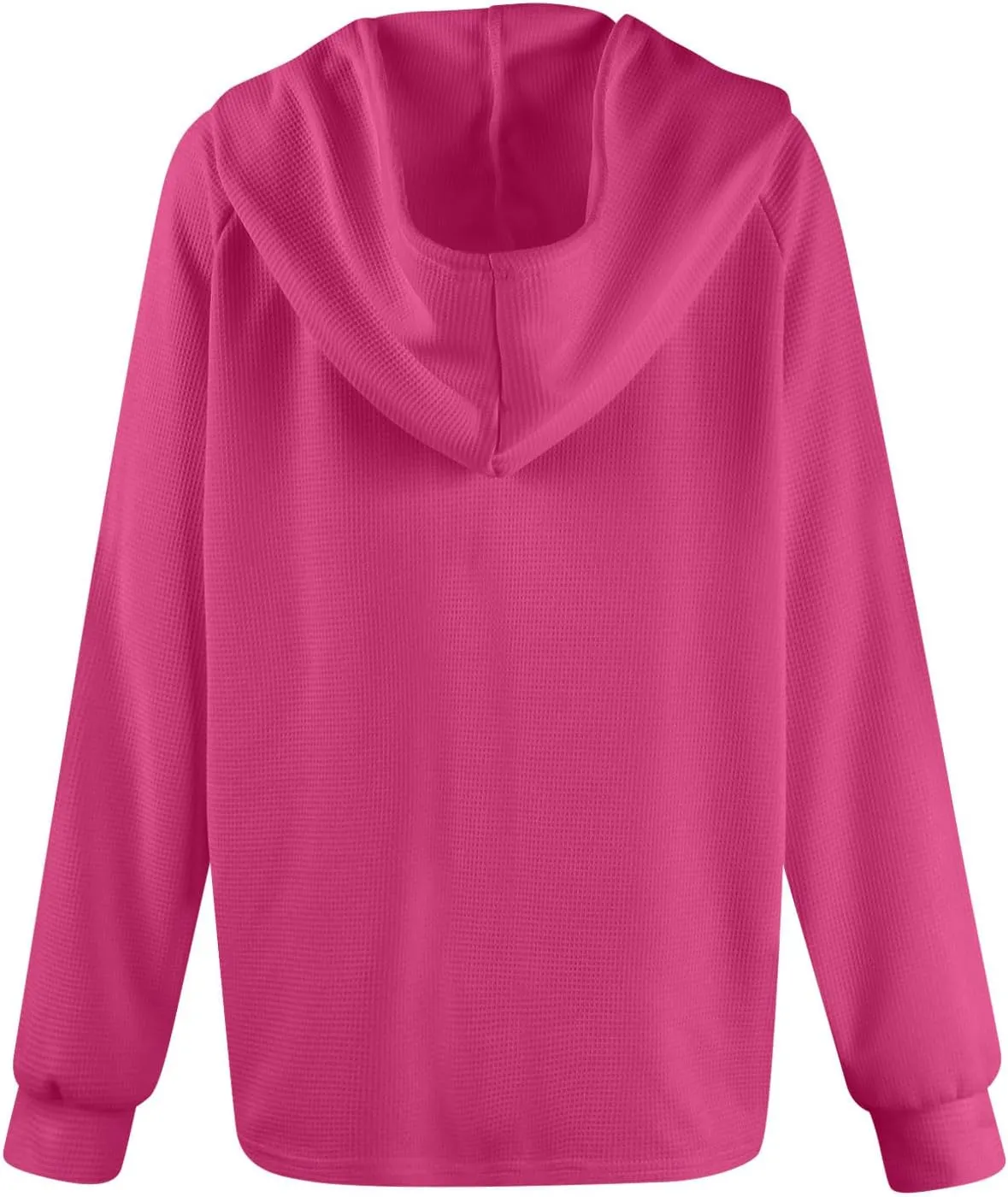 Fall Hoodies for Women Waffle Knit Raglan Long Sleeve Tops V Neck Button Down Shirts Hooded Tunic Pullover Sweaters
