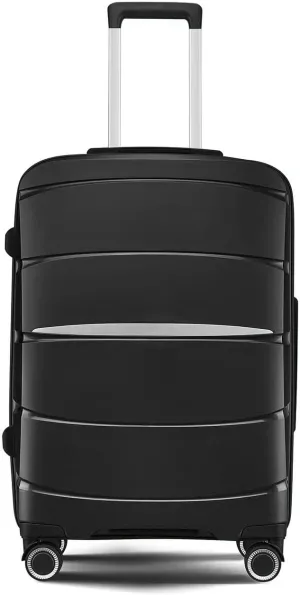 Fancial Expandable Luggage with Spinner Wheels, Black, Carry-On 20-Inch