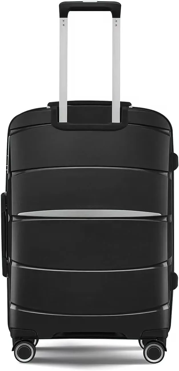 Fancial Expandable Luggage with Spinner Wheels, Black, Carry-On 20-Inch