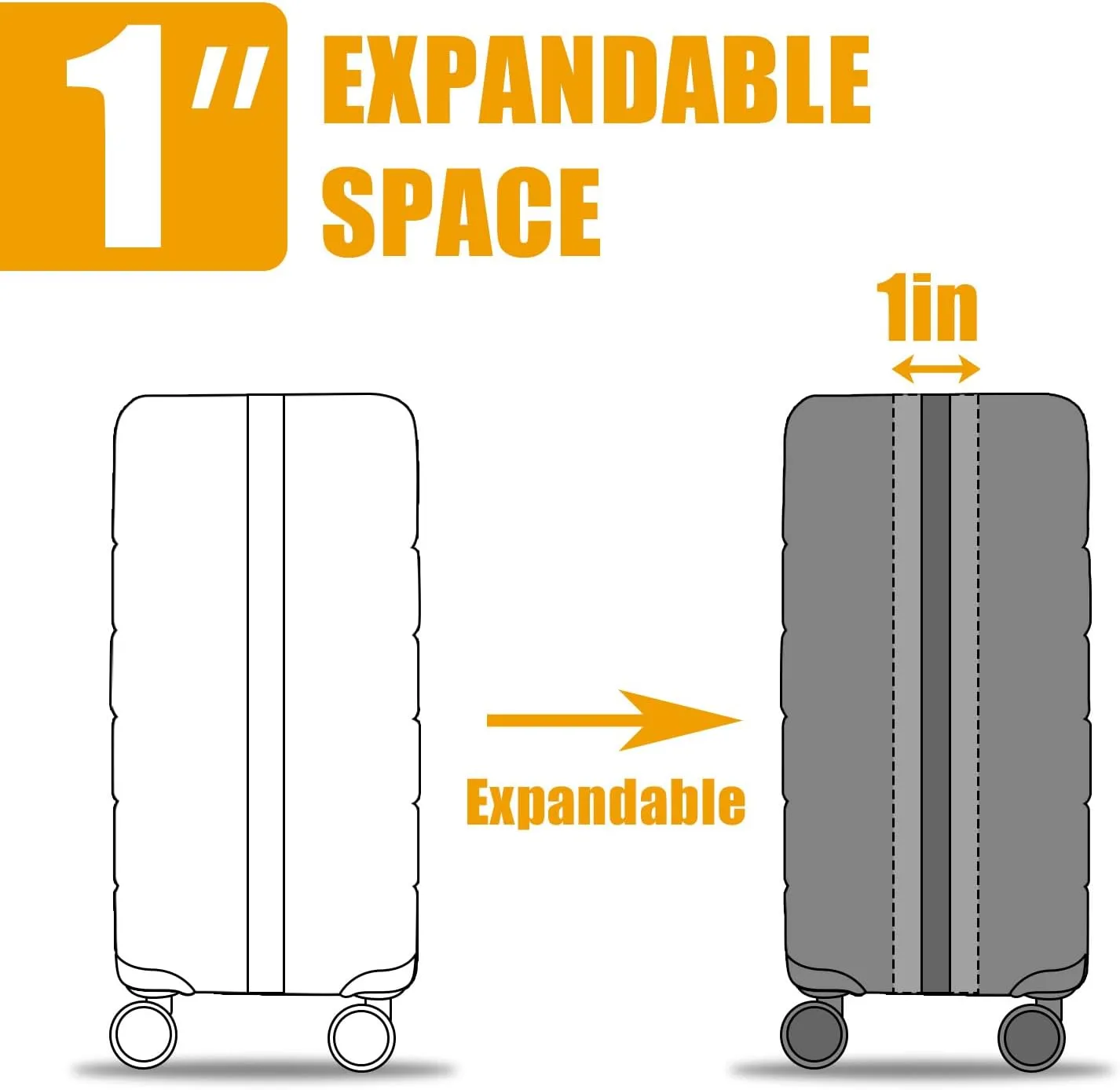 Fancial Expandable Luggage with Spinner Wheels, Black, Carry-On 20-Inch