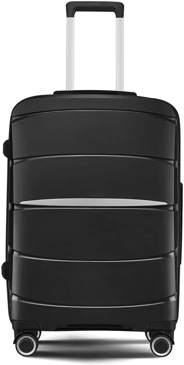 Fancial Expandable Luggage with Spinner Wheels, Black, Carry-On 20-Inch