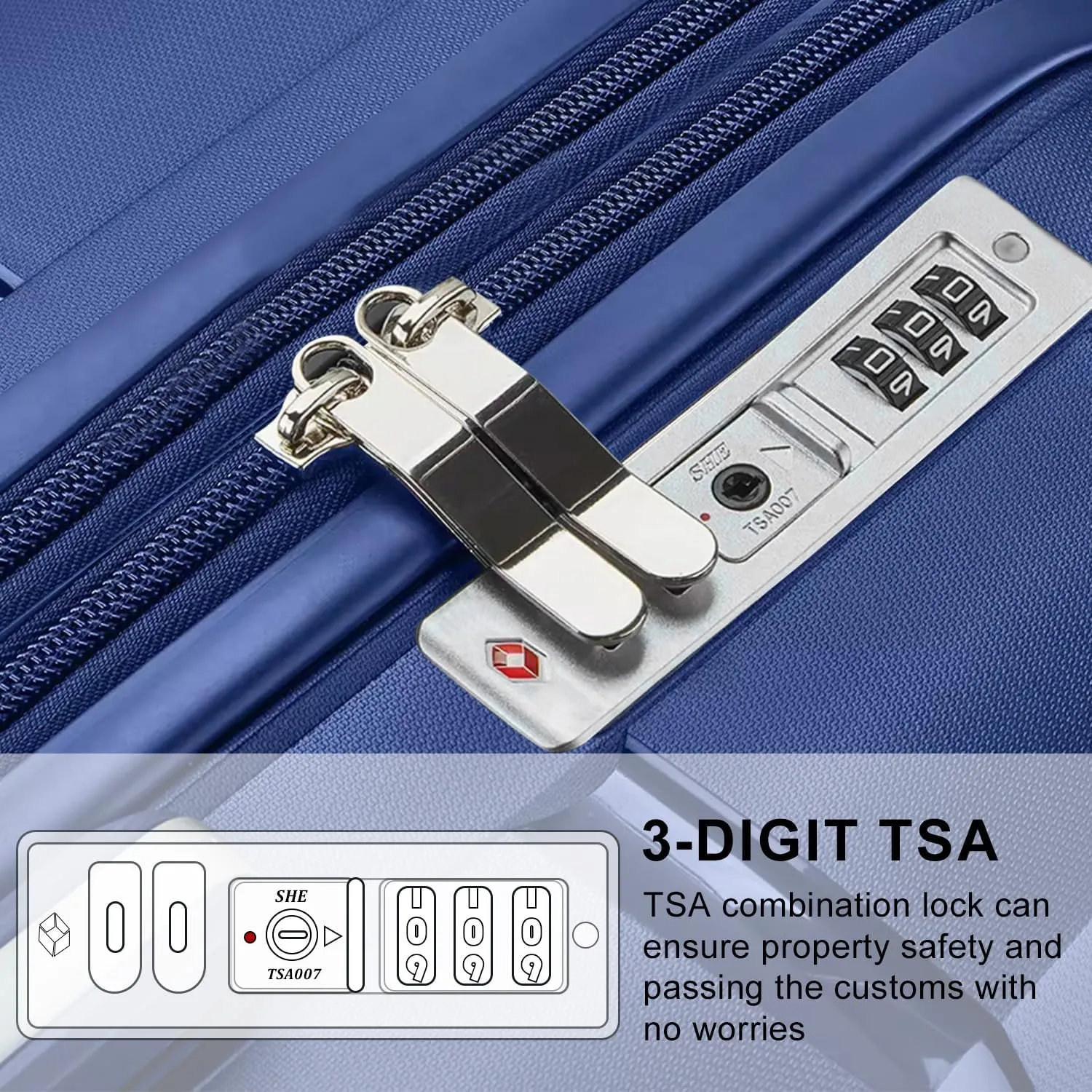 Fancial Expandable Luggage with Spinner Wheels, Blue, Carry-On 20-Inch