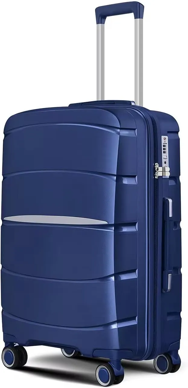 Fancial Expandable Luggage with Spinner Wheels, Blue, Carry-On 20-Inch