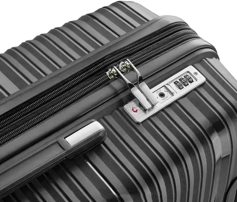 Fancial Expandable Luggage with Spinner Wheels, Gray, Carry-On 20-Inch