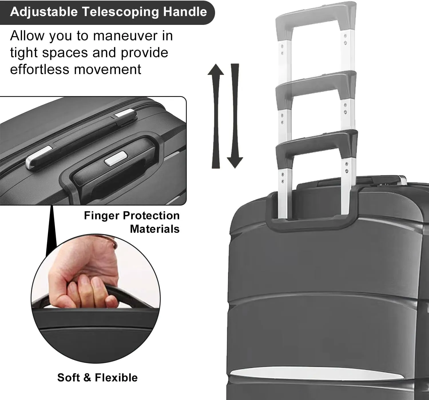 Fancial Expandable Luggage with Spinner Wheels, Gray, Carry-On 20-Inch