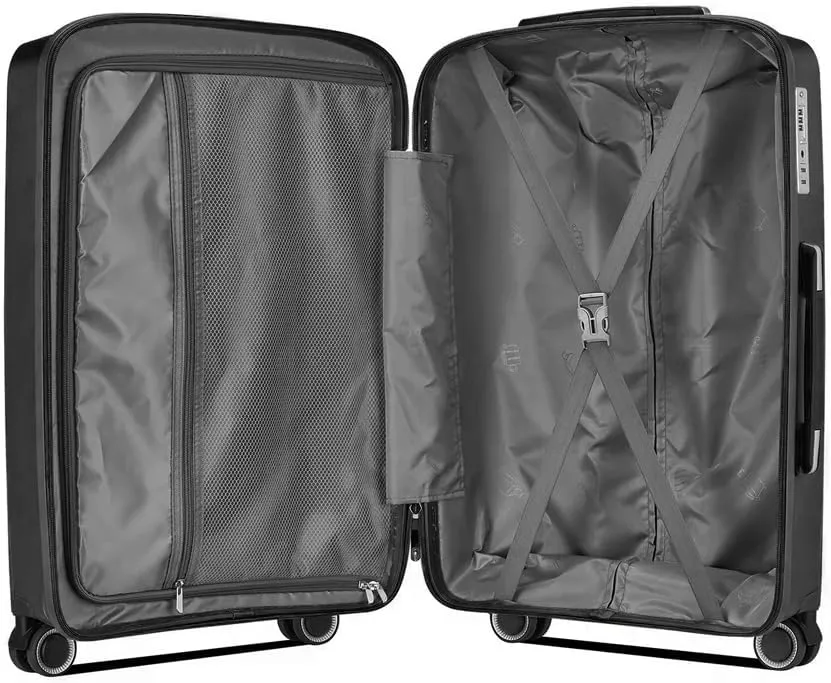 Fancial Expandable Luggage with Spinner Wheels, Gray, Carry-On 20-Inch