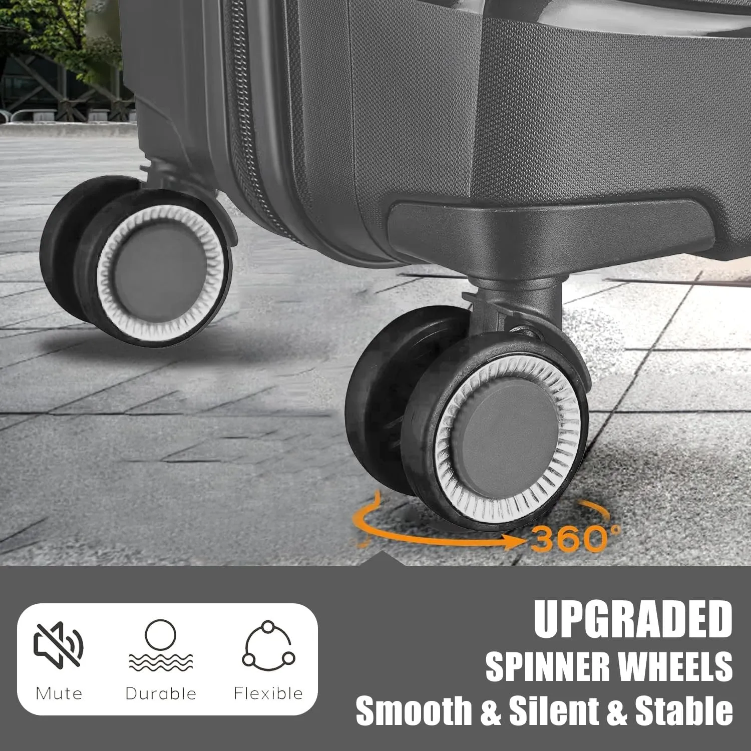 Fancial Expandable Luggage with Spinner Wheels, Gray, Carry-On 20-Inch
