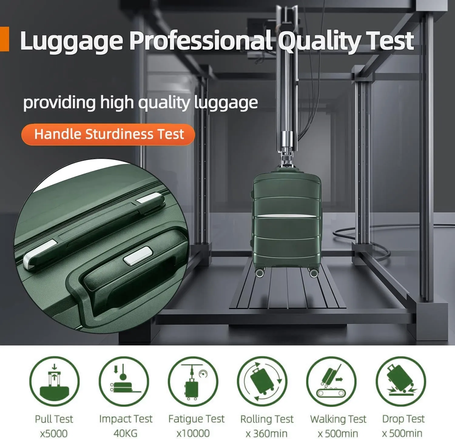 Fancial Expandable Luggage with Spinner Wheels, Green, Carry-On 20-Inch