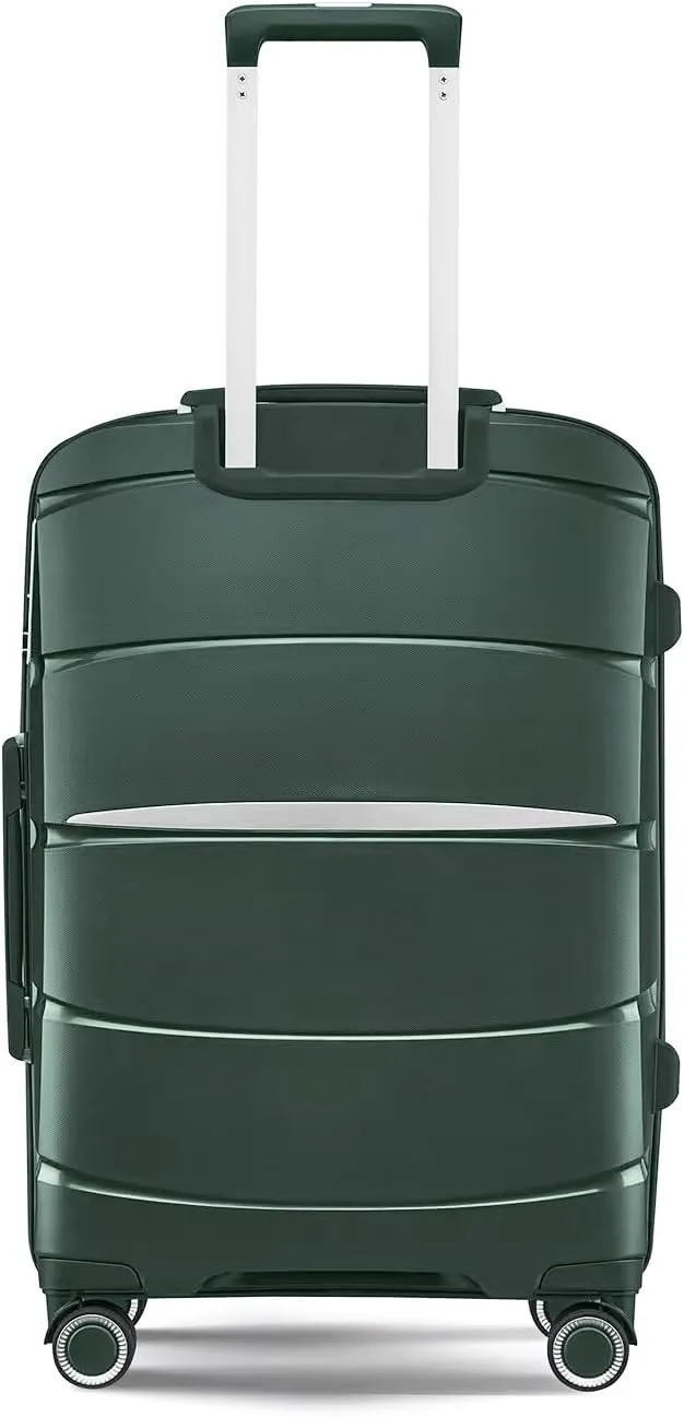 Fancial Expandable Luggage with Spinner Wheels, Green, Carry-On 20-Inch
