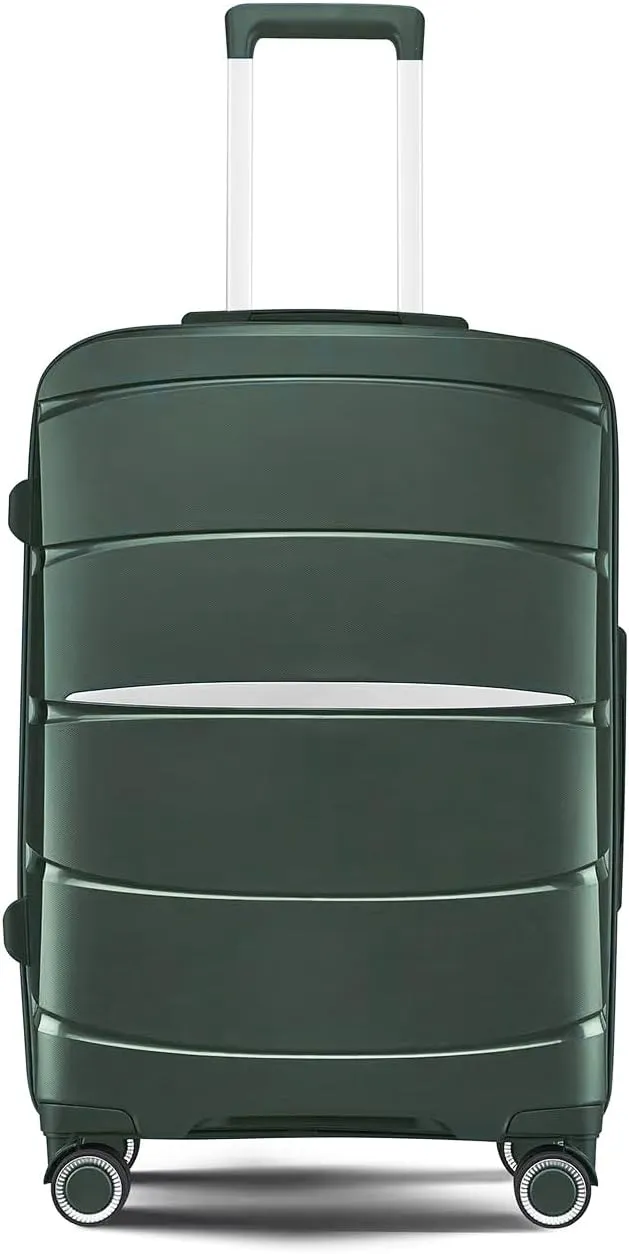 Fancial Expandable Luggage with Spinner Wheels, Green, Carry-On 20-Inch
