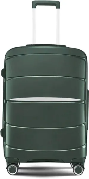 Fancial Expandable Luggage with Spinner Wheels, Green, Carry-On 20-Inch