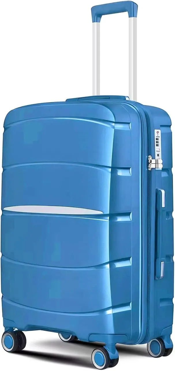 Fancial Expandable Luggage with Spinner Wheels, Ice Blue, Carry-On 20-Inch