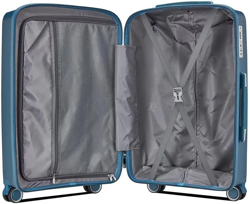 Fancial Expandable Luggage with Spinner Wheels, Ice Blue, Carry-On 20-Inch
