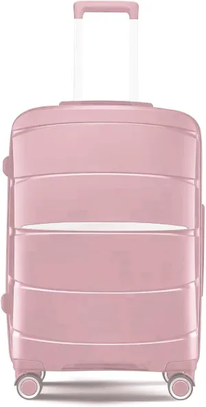 Fancial Expandable Luggage with Spinner Wheels, Pink, Carry-On 20-Inch