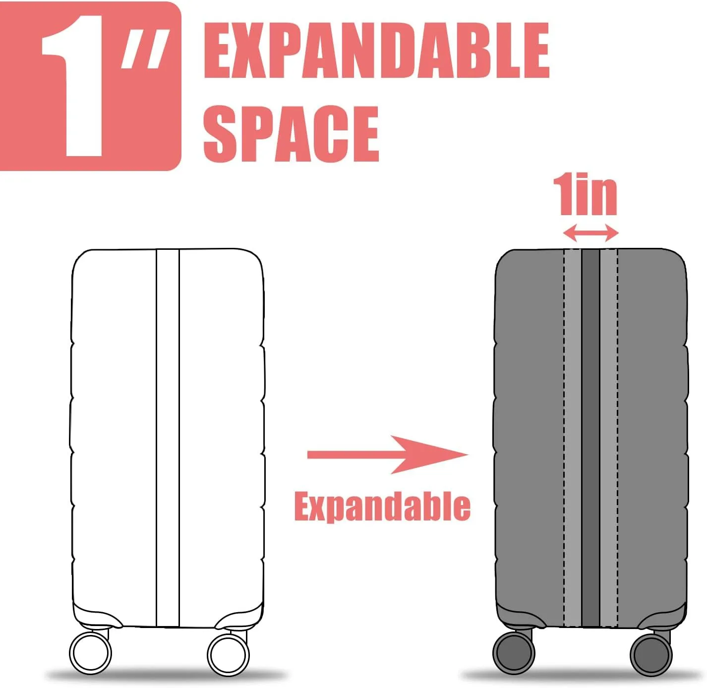 Fancial Expandable Luggage with Spinner Wheels, Pink, Carry-On 20-Inch