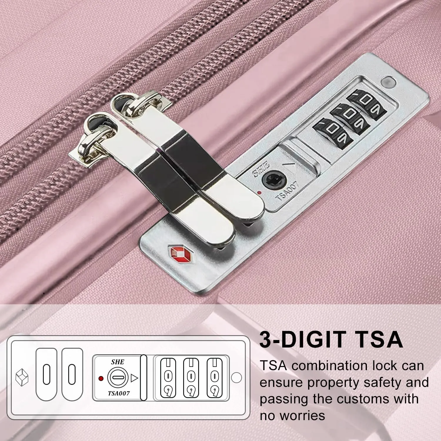 Fancial Expandable Luggage with Spinner Wheels, Pink, Carry-On 20-Inch