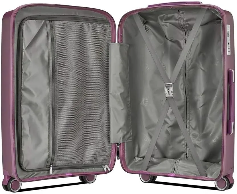 Fancial Expandable Luggage with Spinner Wheels, Purple, Carry-On 20-Inch