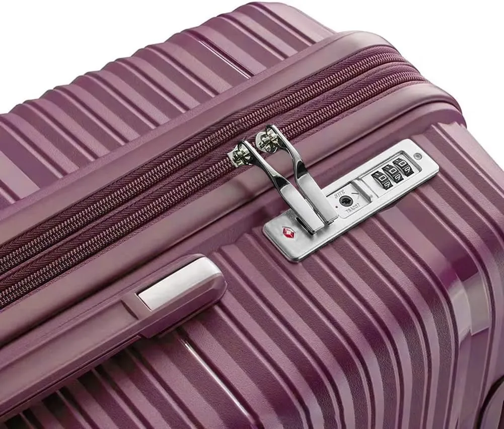 Fancial Expandable Luggage with Spinner Wheels, Purple, Carry-On 20-Inch