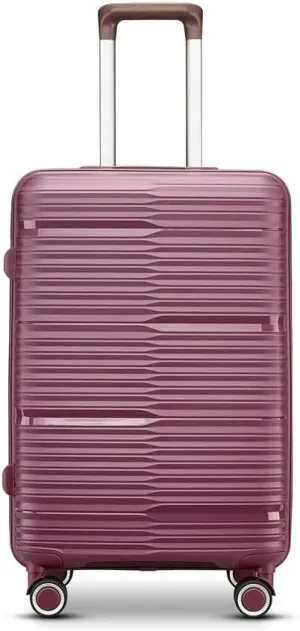 Fancial Expandable Luggage with Spinner Wheels, Purple, Carry-On 20-Inch