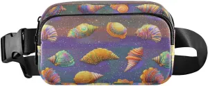 Fantastic Seashells Fanny Pack Water Resistant, Women Men Waist Pack Sling Bag Purse for Travel Hiking