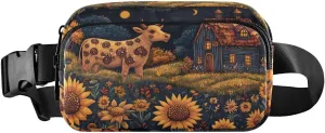 Farm Cow Fanny Pack Water Resistant Waist Pack Sling Bag Purse for Women Men Travel Hiking