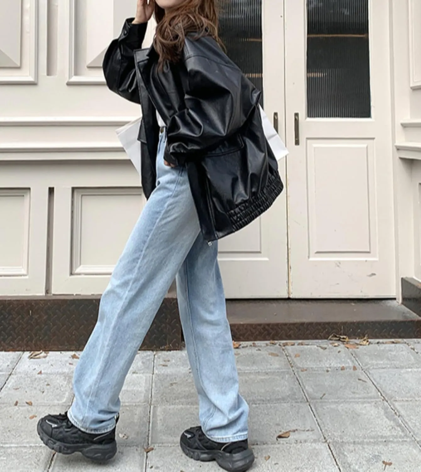 Faux Leather Jacket Women Oversized Bomber Jacket Motorcycle Plus Size Moto Biker Winter Coat Trendy Outerwear