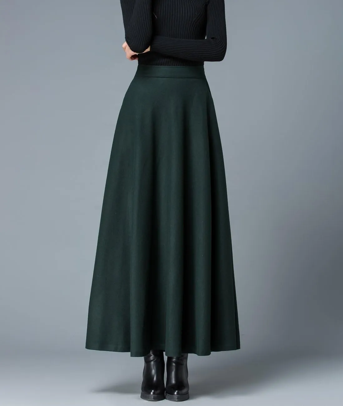 Femiserah Women's Long Maxi Woolen A Line Skirt Autumn Winter Plaid Skirt