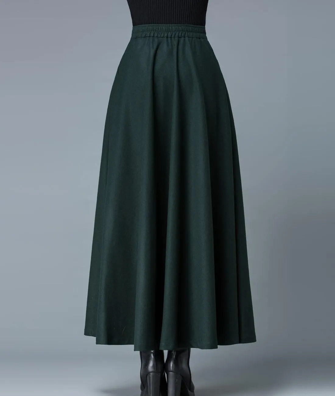 Femiserah Women's Long Maxi Woolen A Line Skirt Autumn Winter Plaid Skirt