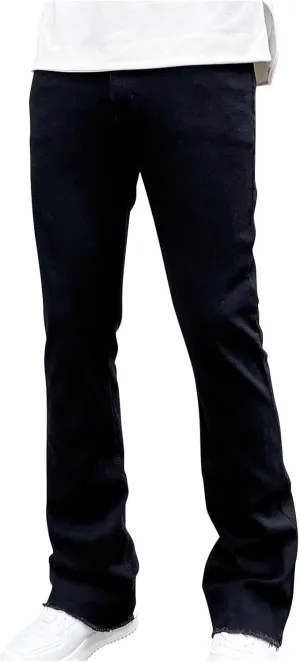 Finelylove Jeans for Men Stretch Fit Low Rise Bootcut Jeans Slim Fit Wash Denim Pants Fashion Streetwear Trousers