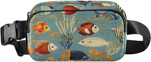 Fish Pattern Fanny Pack Water Resistant, Women Men Waist Pack Sling Bag Purse for Travel Hiking